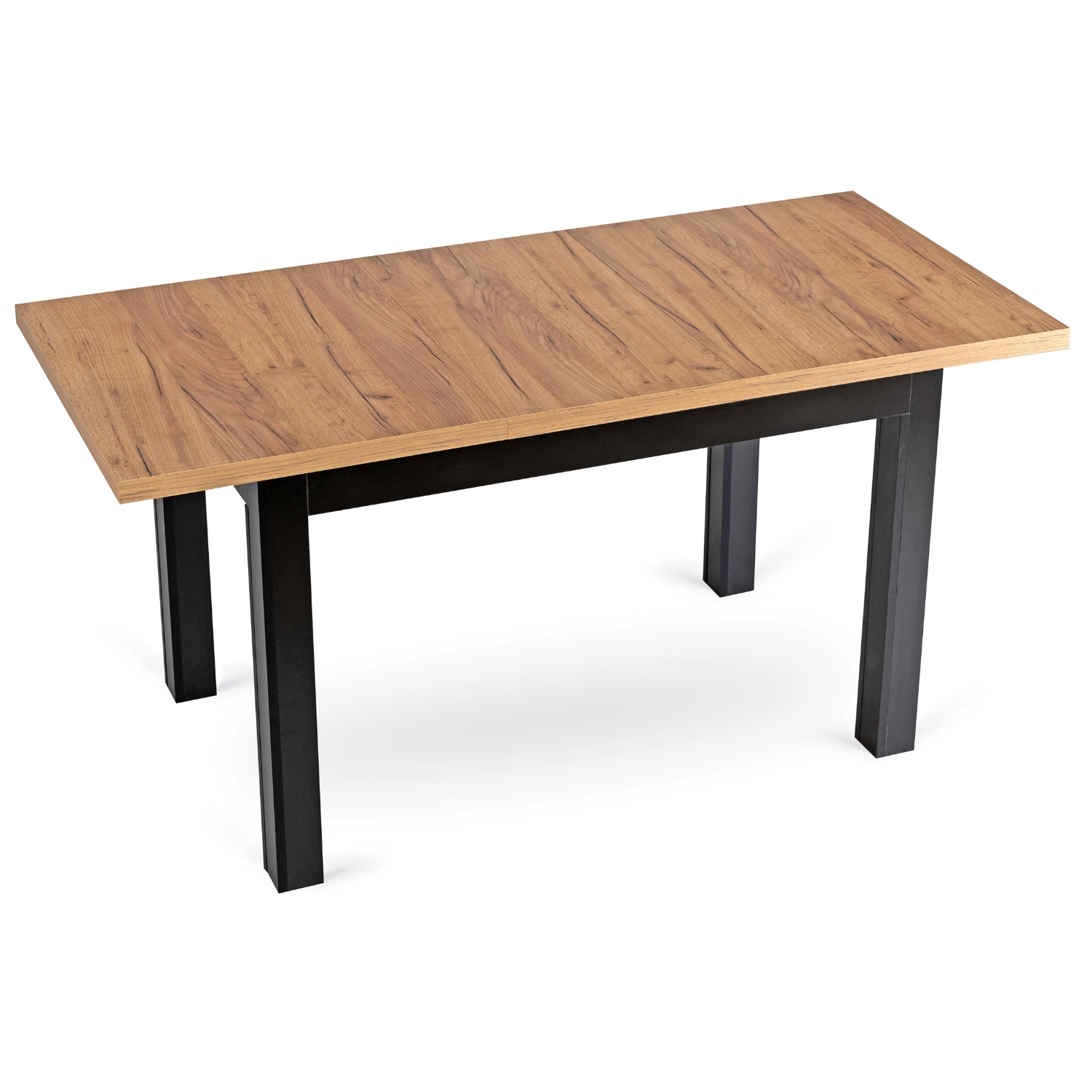 Stół do jadalni salonu SKUBI Rozkładany 120-160 cm Dąb Craft/Czarny dla 8 osób