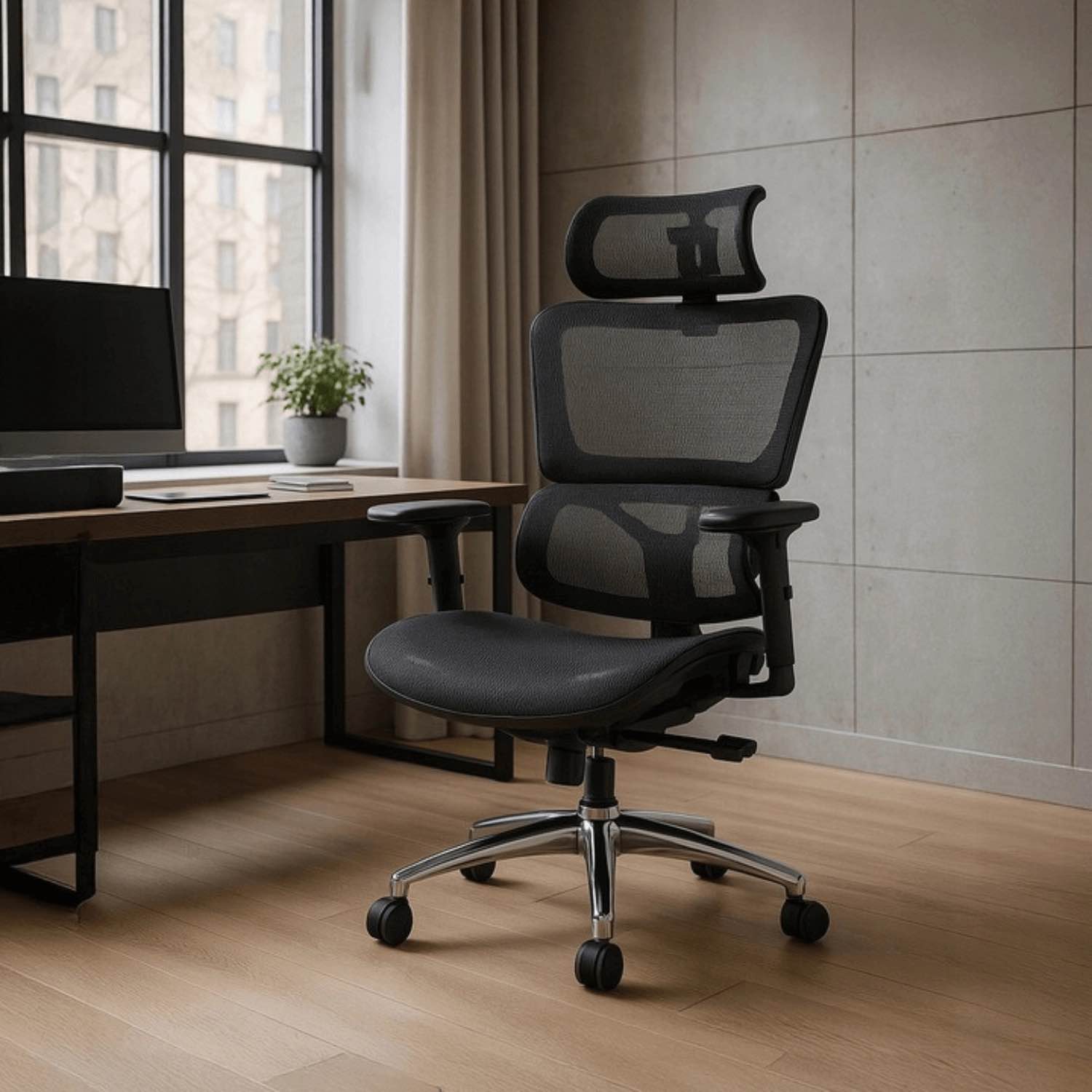 Fotel obrotowy ROYAL ergonomiczny czarny – fotel biurowy z regulacją