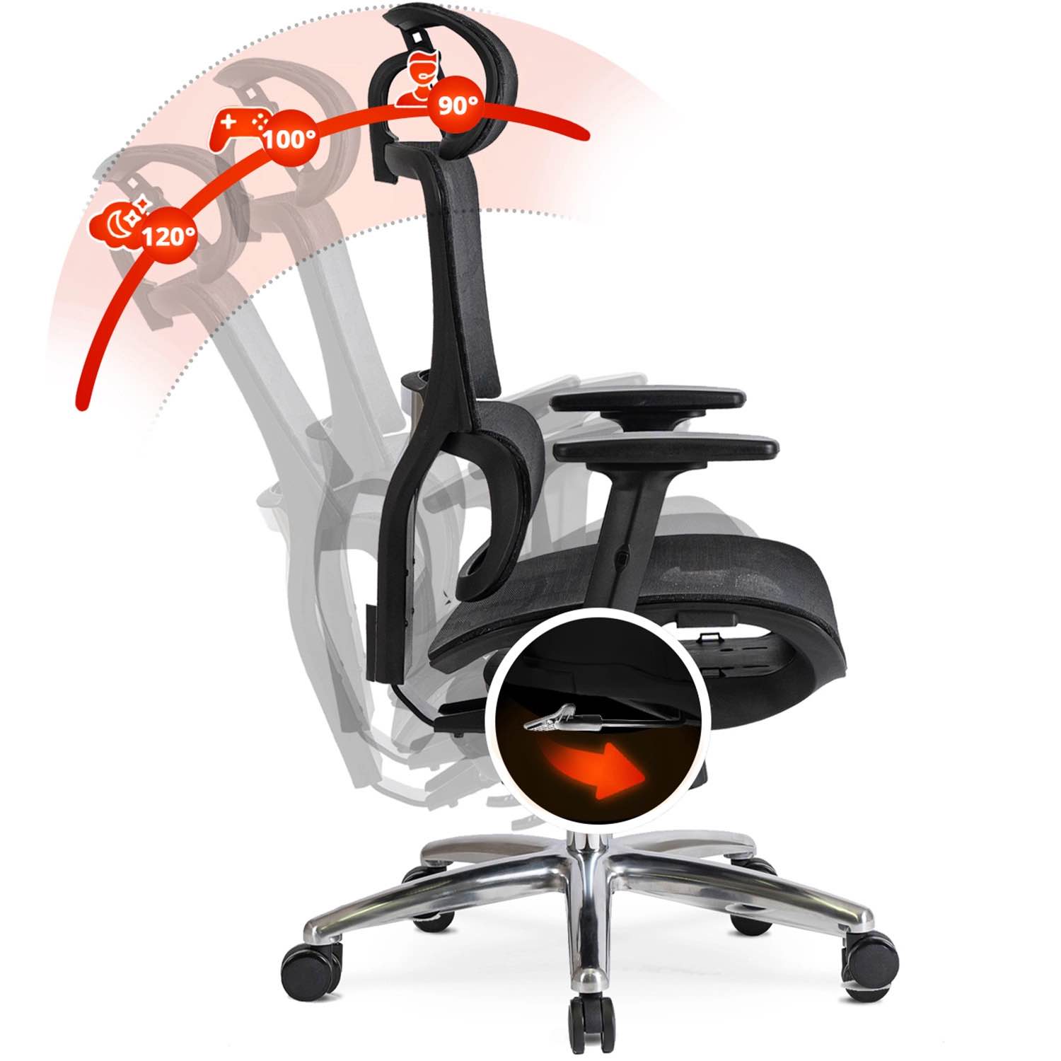 Fotel obrotowy ROYAL ergonomiczny czarny – fotel biurowy z regulacją
