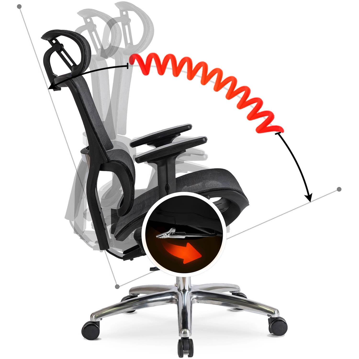 Fotel obrotowy ROYAL ergonomiczny czarny – fotel biurowy z regulacją