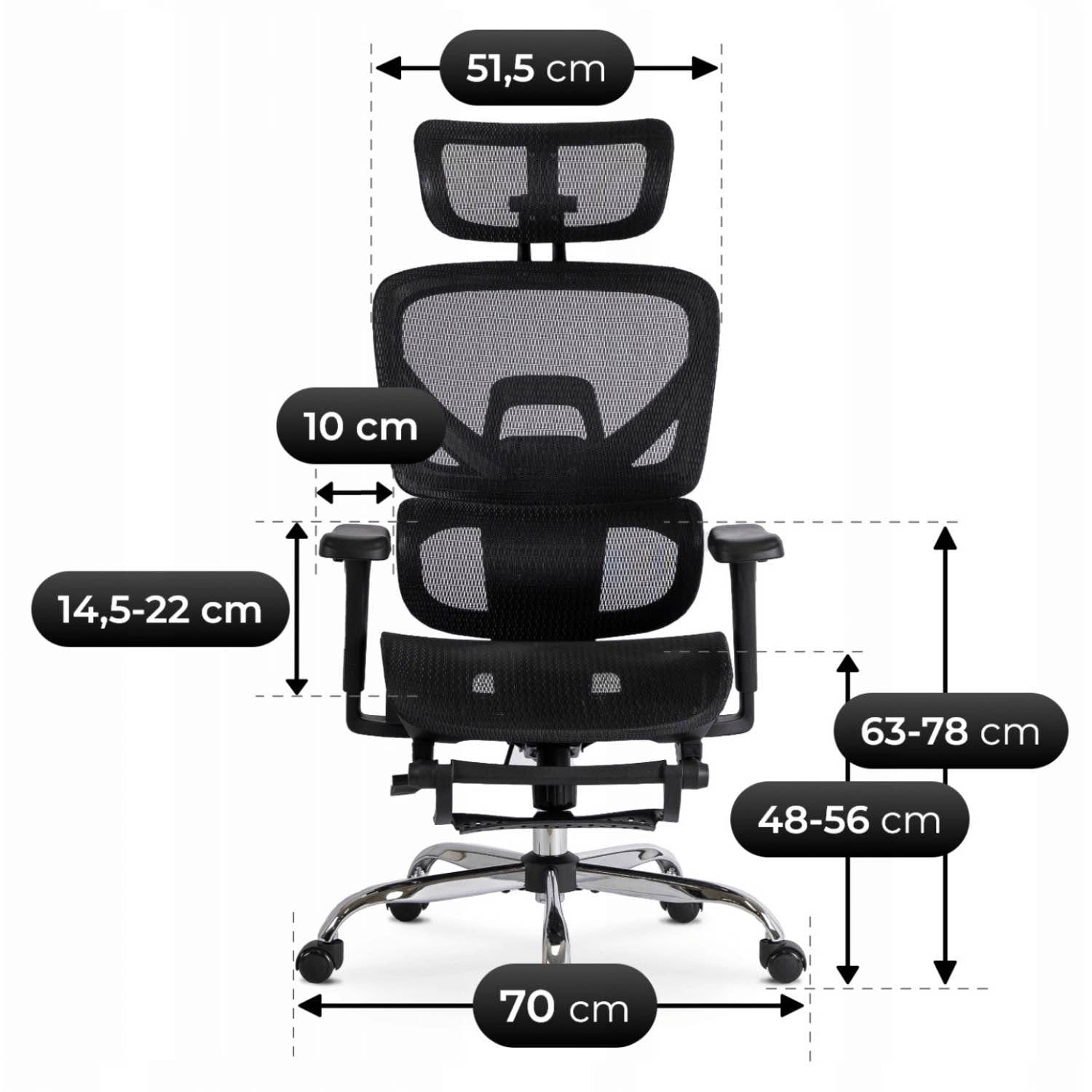 Fotel obrotowy KAIR ergonomiczny czarny – nowoczesny fotel biurowy z regulacją