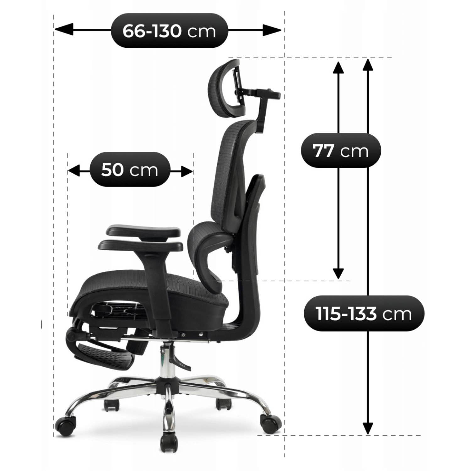 Fotel obrotowy KAIR ergonomiczny czarny – nowoczesny fotel biurowy z regulacją