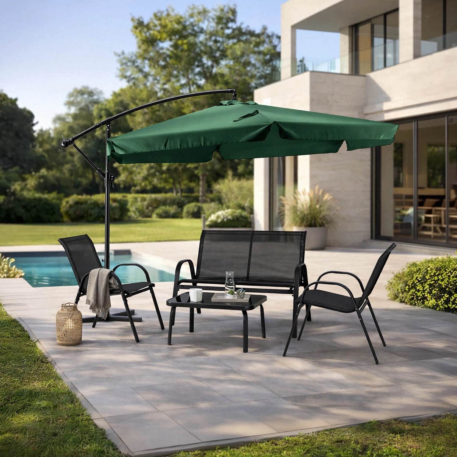 Solidny duży parasol Ogrodowy AKRON Zielony 300cm