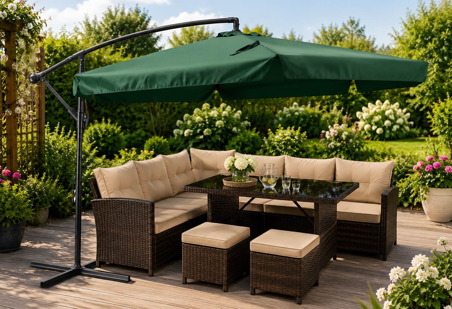 Solidny duży parasol Ogrodowy AKRON Zielony 300cm
