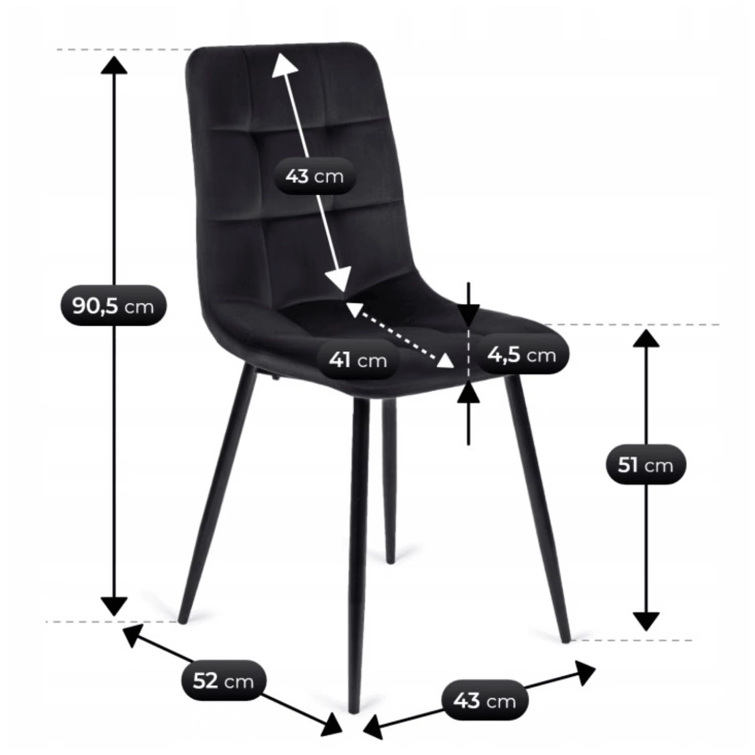 Zestaw Stół LUKAS 100-250 cm Orzech/Czarny i 4 Krzesła PERU Czarne