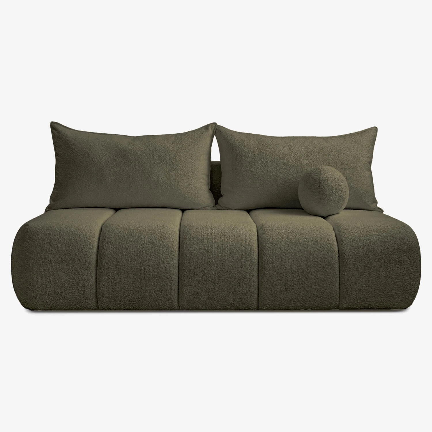 Sofa Rozkładana SARIA Oliwkowa Boucle