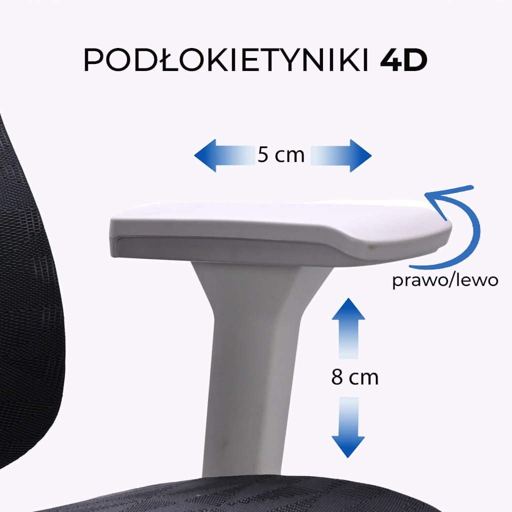 Fotel ergonomiczny biurowy obrotowy z regulacją Homer Czarno-Szary z regulacją podłokietników