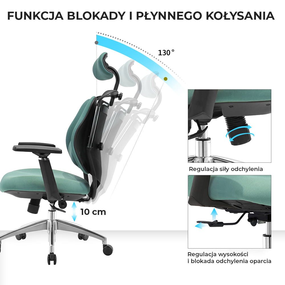 Ergonomiczny fotel biurowy krzesło fotel do biura gabinetu z regulacją