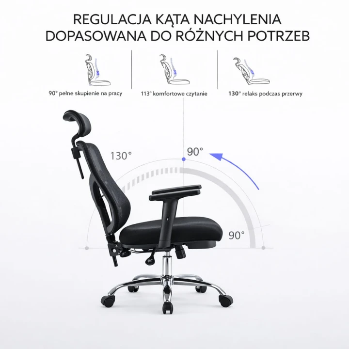 Fotel biurowy regulowany fotel krzesło do biura gabinetu Czarne