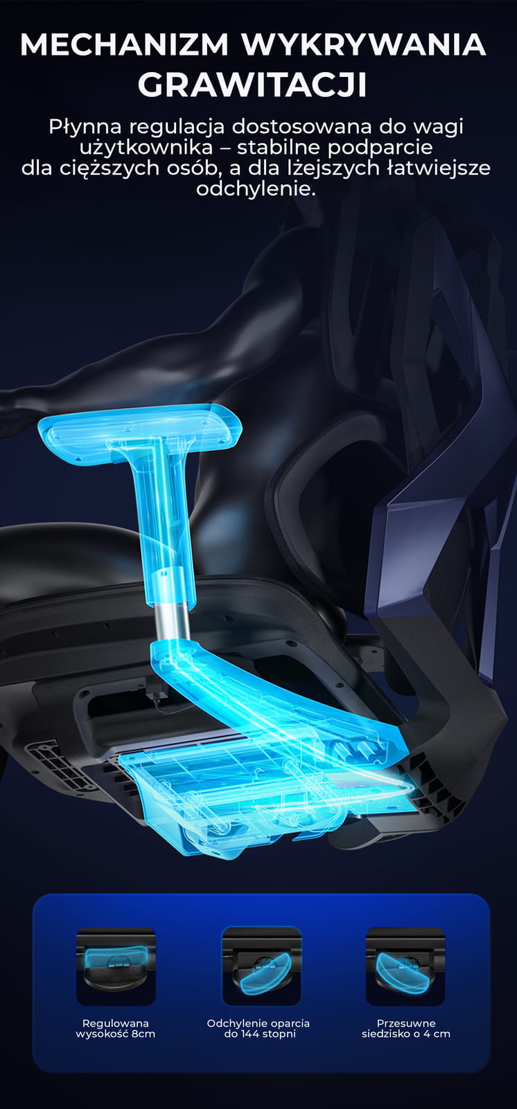 Fotel gamingowy obrotowy dla graczy do biura  regulowany ergonomiczny