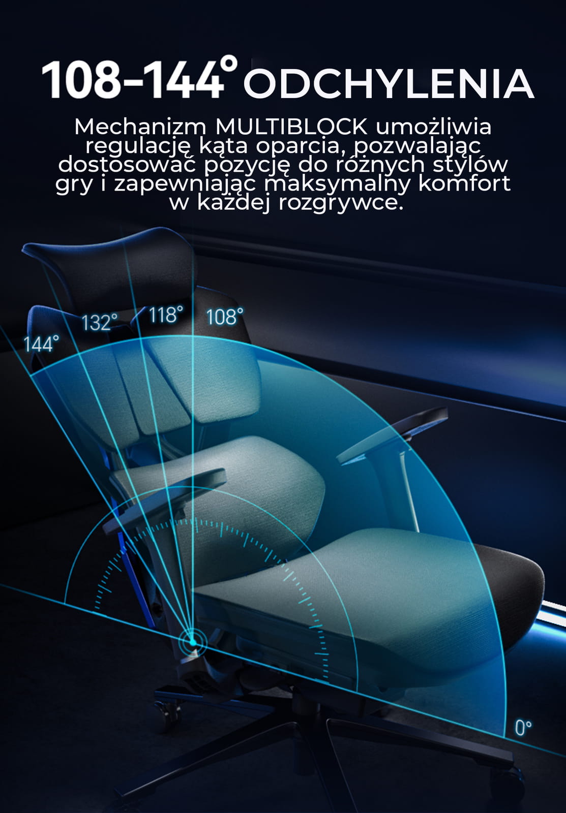 Fotel obrotowy dla graczy do biura  gamingowy regulowany ergonomiczny