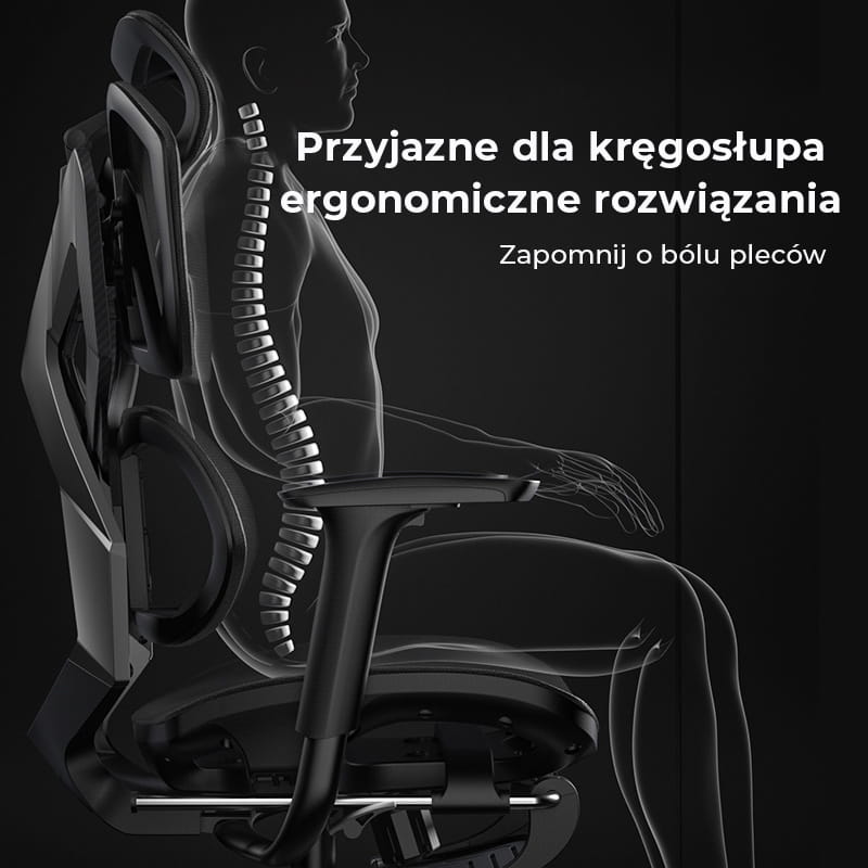 Fotel obrotowy dla graczy do biura ergonomiczny gamingowy regulowany