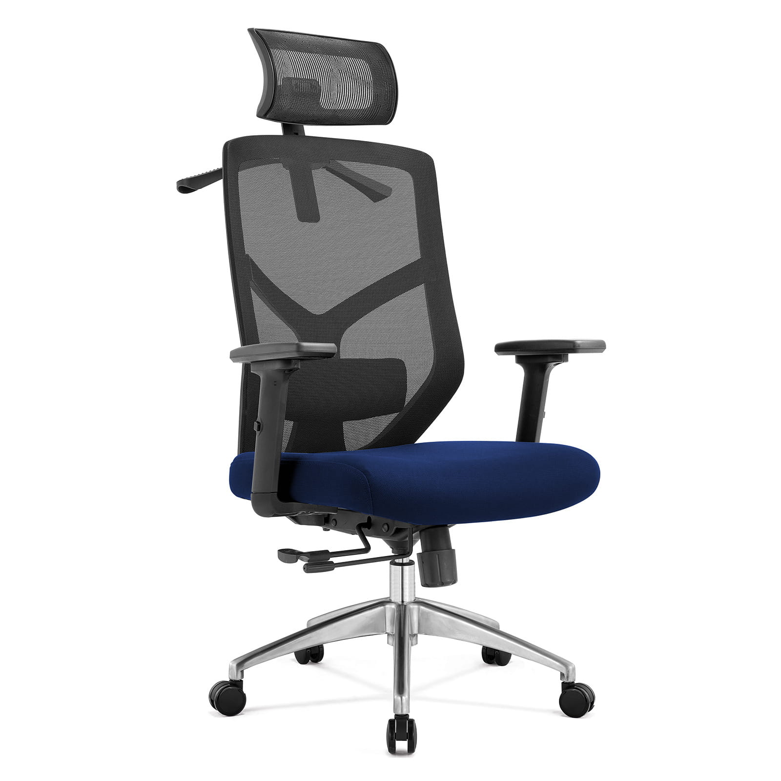 Fotel biurowy ergonomiczny do biura i domu regulacją granatowy