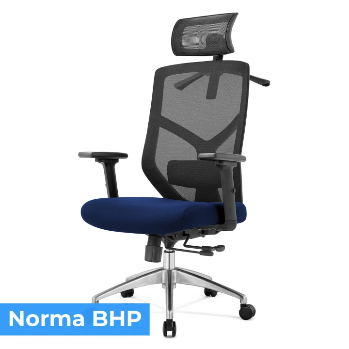 Fotel biurowy ergonomiczny do biura i domu regulacją granatowy