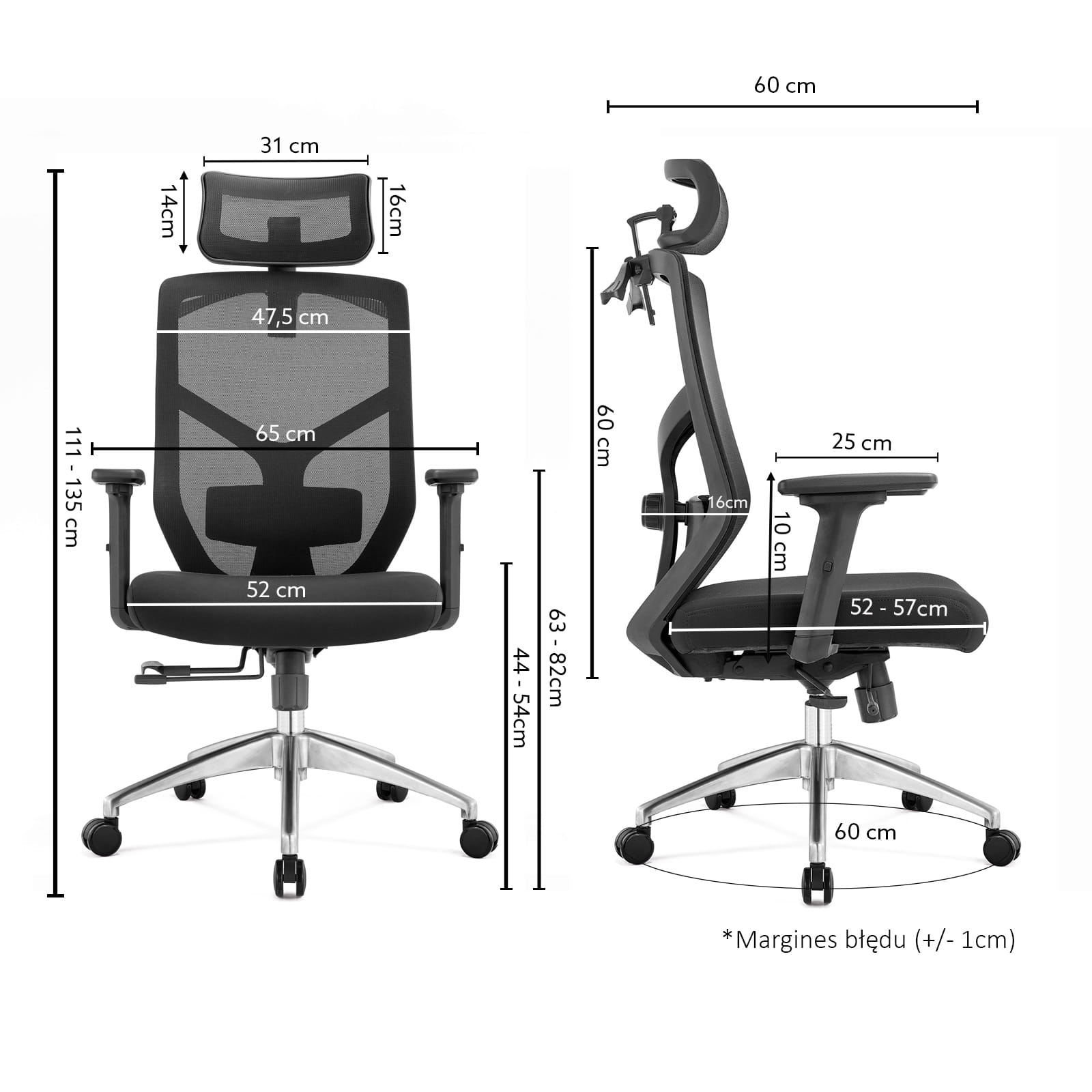 Fotel biurowy ergonomiczny do biura i domu regulacją czerwony
