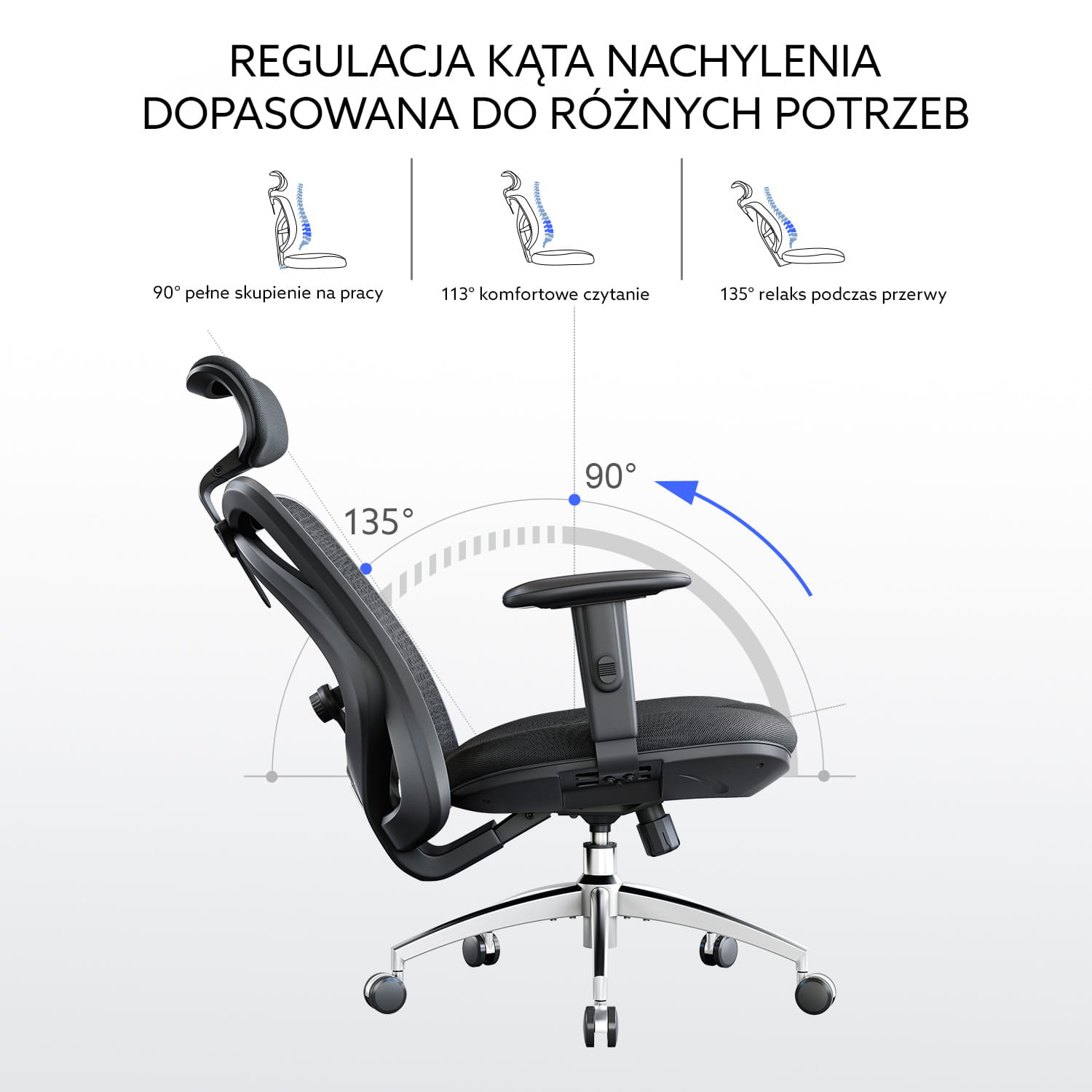 Fotel ergonomiczny biurowy obrotowy eurOpa+ z podnóżkiem i regulacją