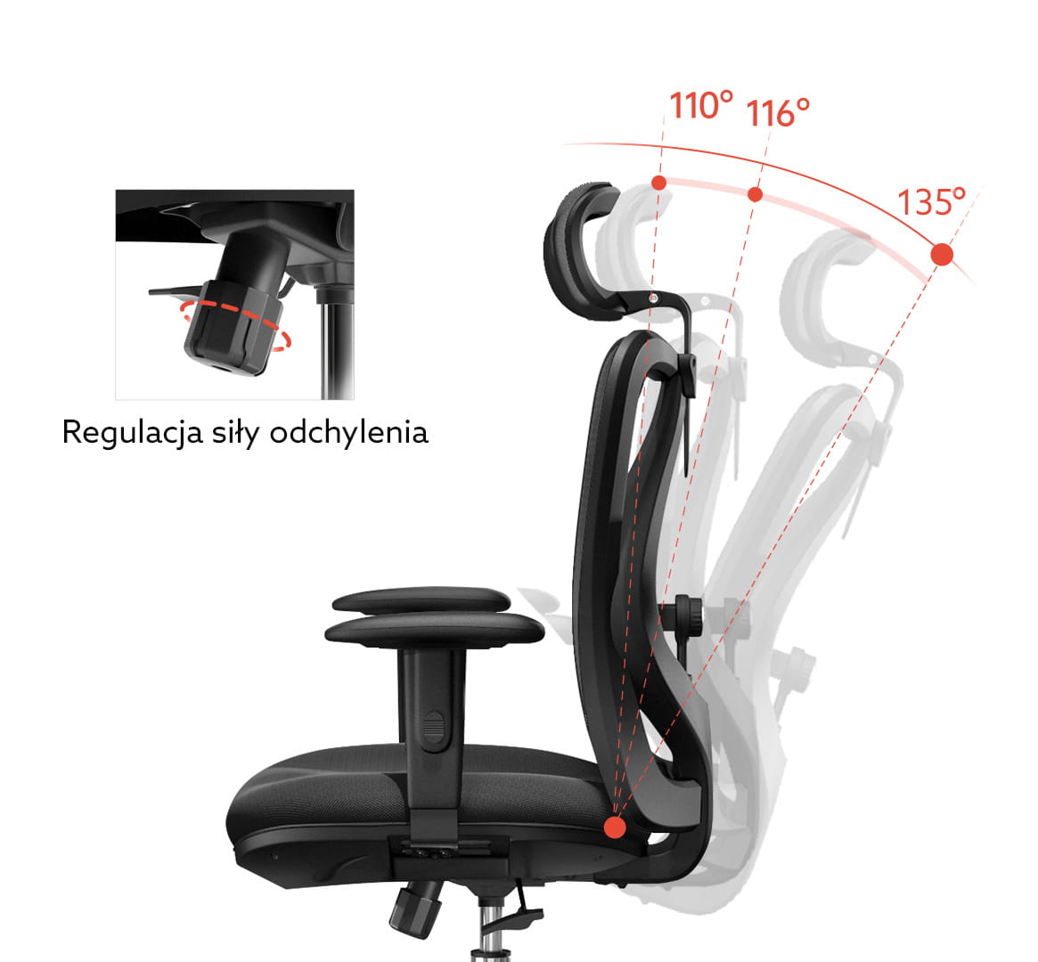 Fotel ergonomiczny biurowy obrotowy eurOpa+ z podnóżkiem i regulacją