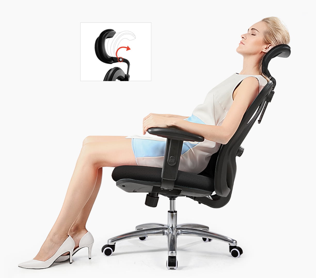 Fotel ergonomiczny biurowy obrotowy eurOpa+ z podnóżkiem i regulacją