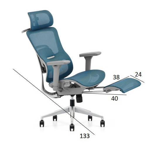 Fotel ergonomiczny biurowy z podnóżkiem obrotowy do biura i domu Homer