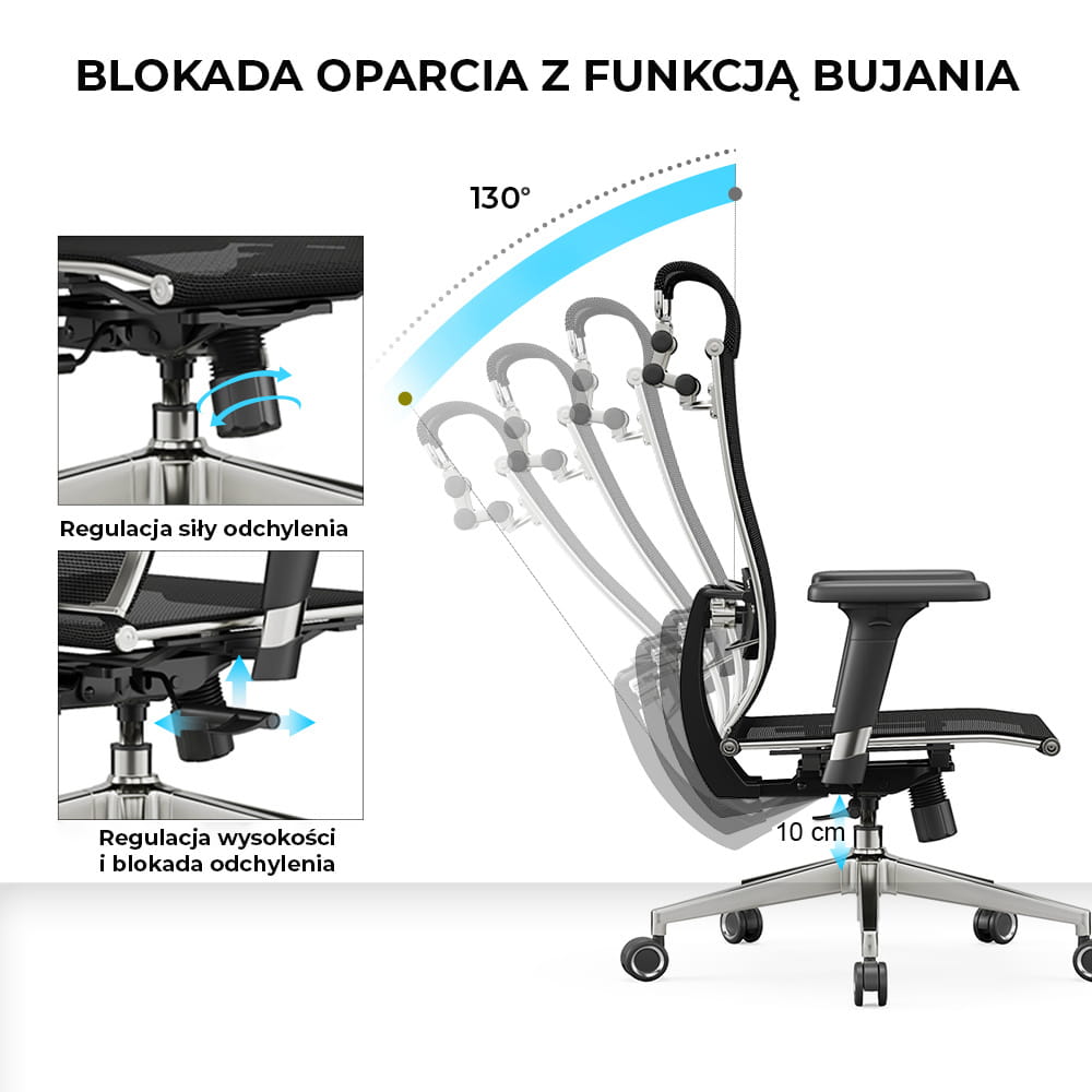 Fotel biurowy ergonomiczny z regulacją odchylenia  iO