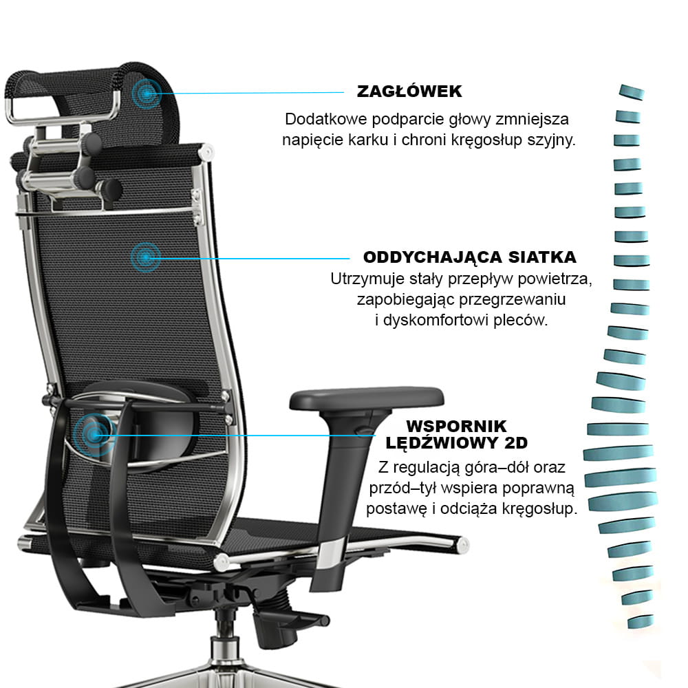 Fotel biurowy ergonomiczny z regulacją odchylenia  iO