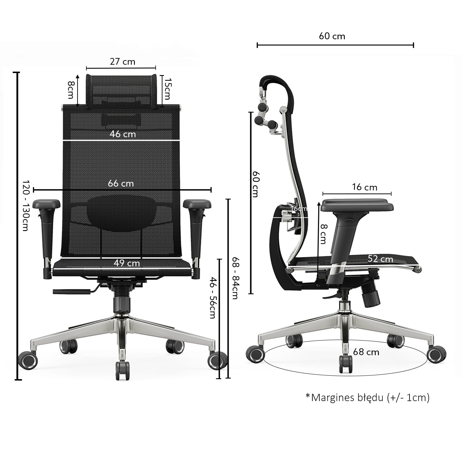 Fotel biurowy ergonomiczny z regulacją odchylenia  iO