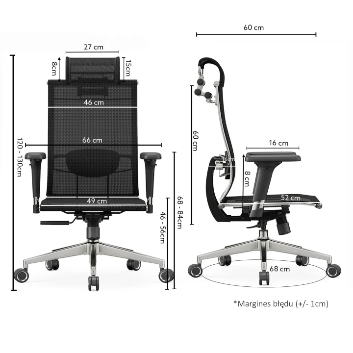 Fotel biurowy ergonomiczny z regulacją odchylenia  iO