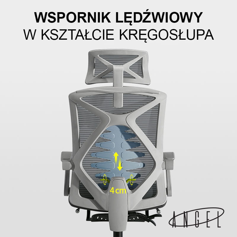 Fotel ergonomiczny biurowy obrotowy Spino szary