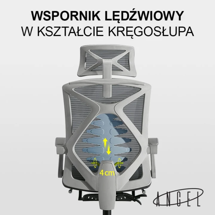 Fotel ergonomiczny biurowy obrotowy Spino szary