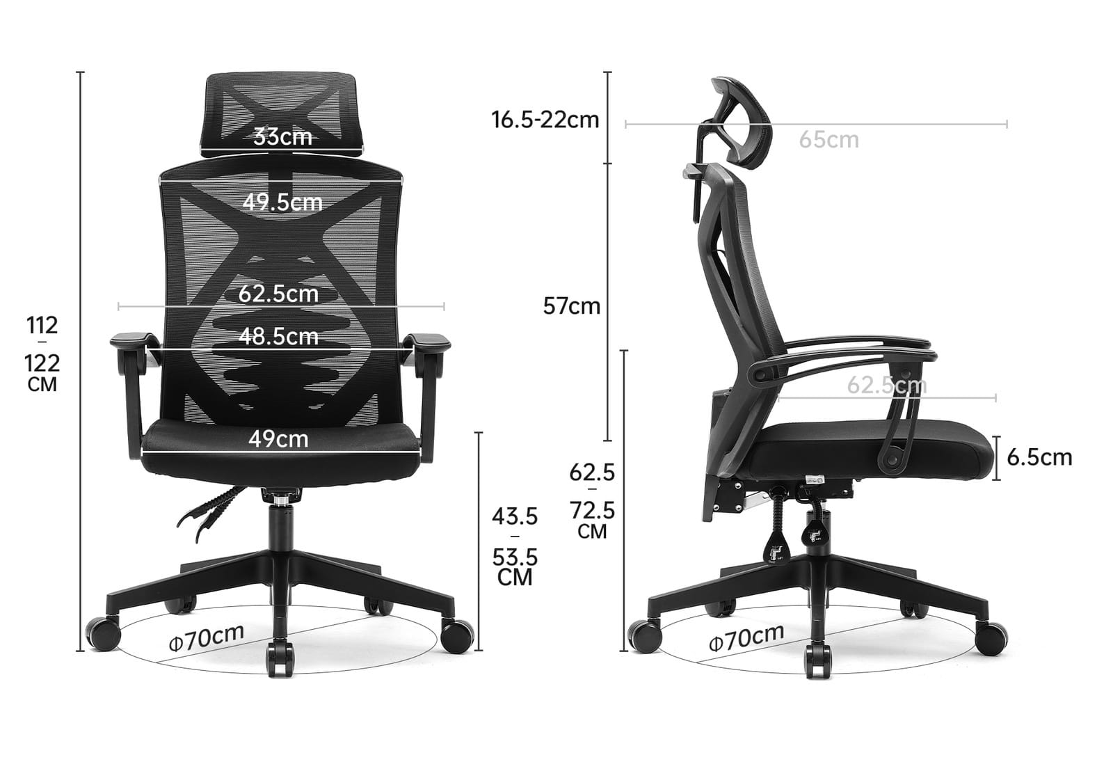 Fotel ergonomiczny  biurowy obrotowy Spino czarny z regulacją