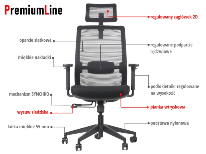 Fotel biurowy ergonomiczny krzesło obrotowe do biura CUTLER 2 czarny