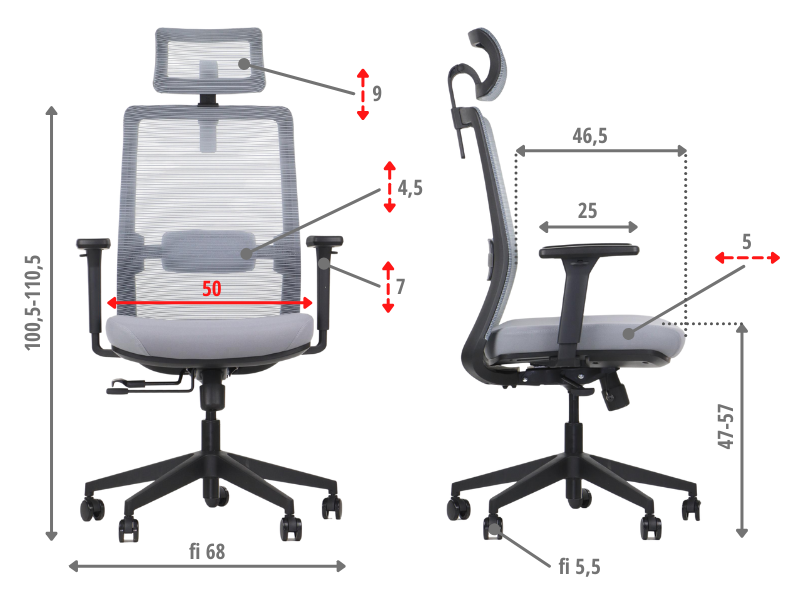 Fotel biurowy ergonomiczny do biura domu CUTLER 2  szary