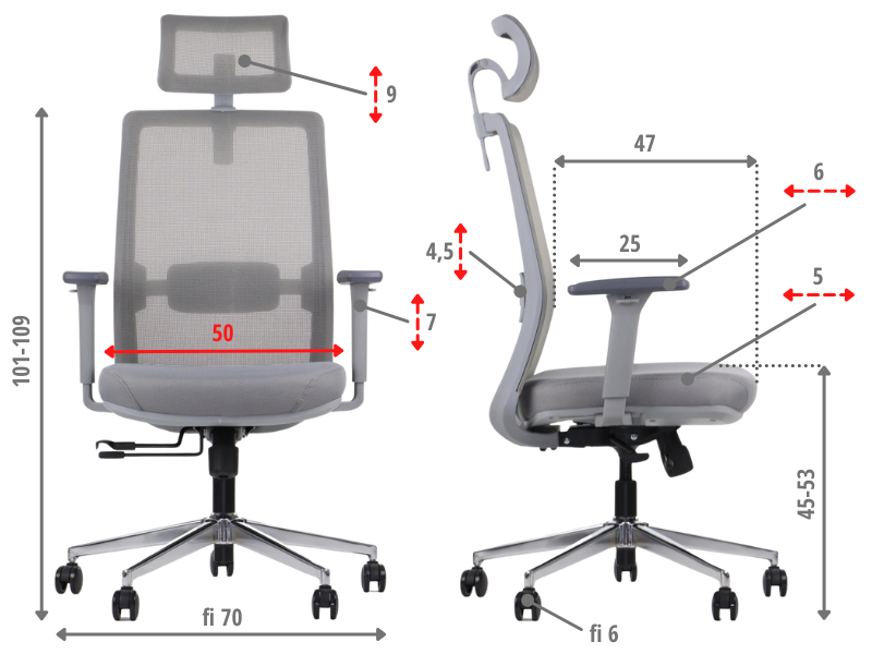 Fotel biurowy ergonomiczny krzesło do pracy biura CUTLER GF szary