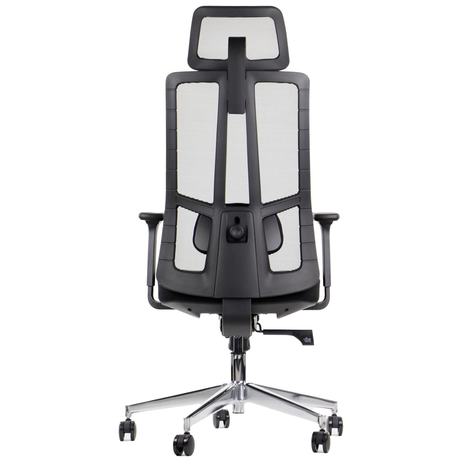 Ergonomiczny fotel biurowy obrotowy do biura i home office AKCENT czarny podstawa chromowana