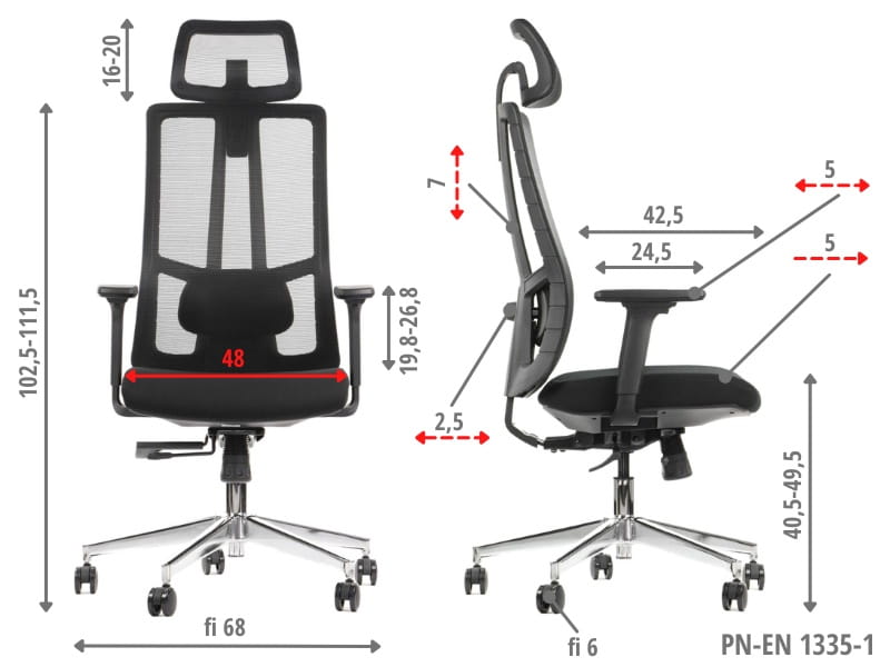 Ergonomiczny fotel biurowy obrotowy do biura i home office AKCENT czarny podstawa chromowana