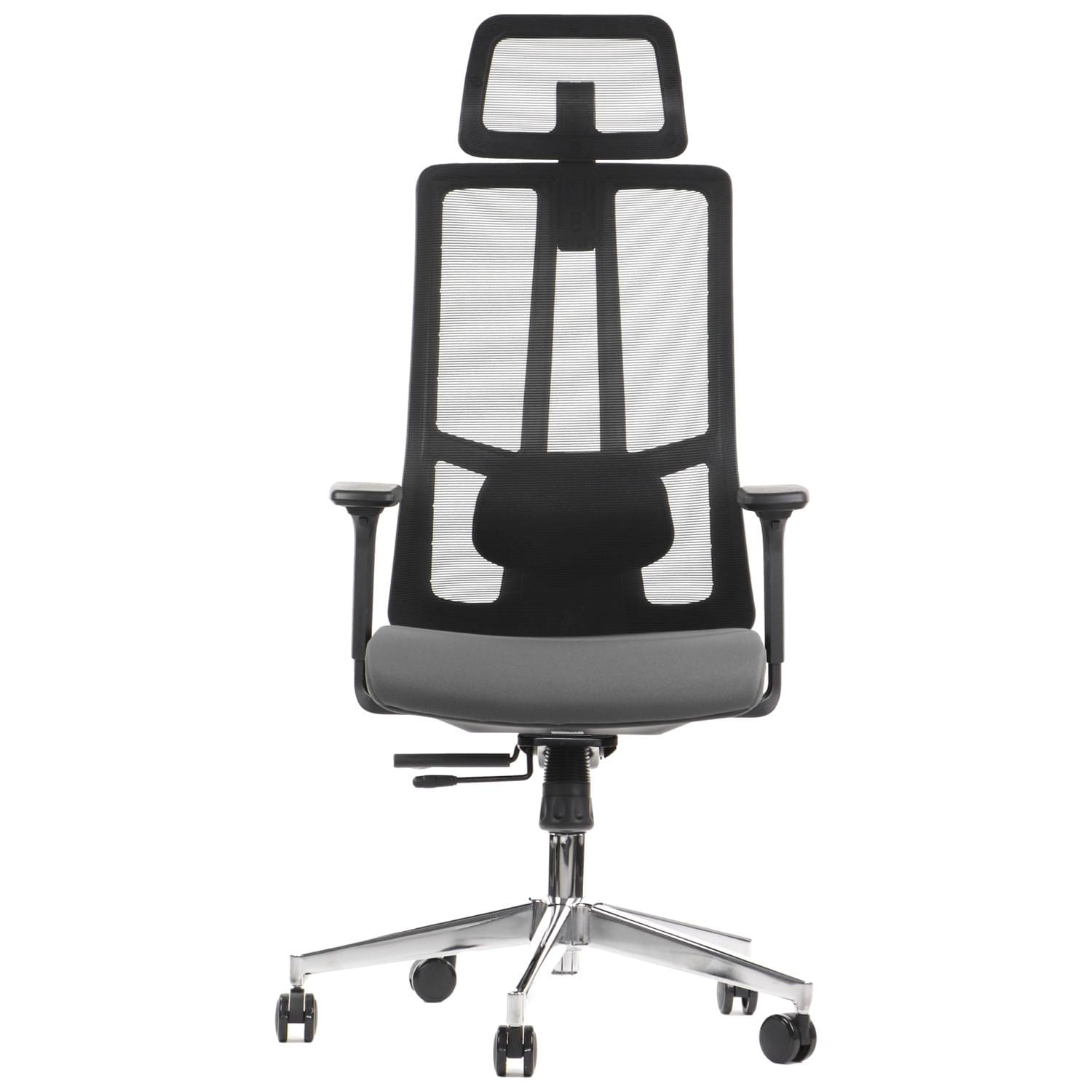 Ergonomiczny fotel biurowy obrotowy do biura i home office AKCENT szary-czarny podstawa chromowana