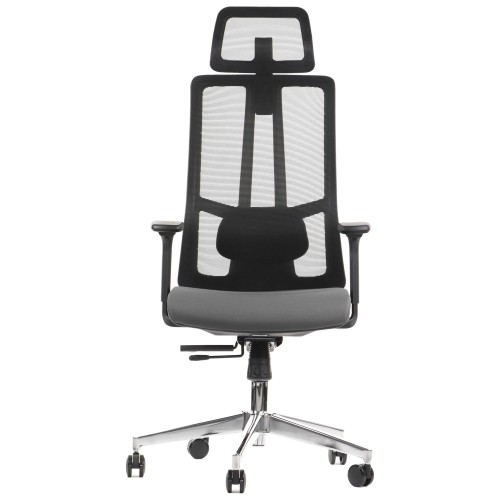 Ergonomiczny fotel biurowy obrotowy do biura i home office AKCENT szary-czarny podstawa chromowana