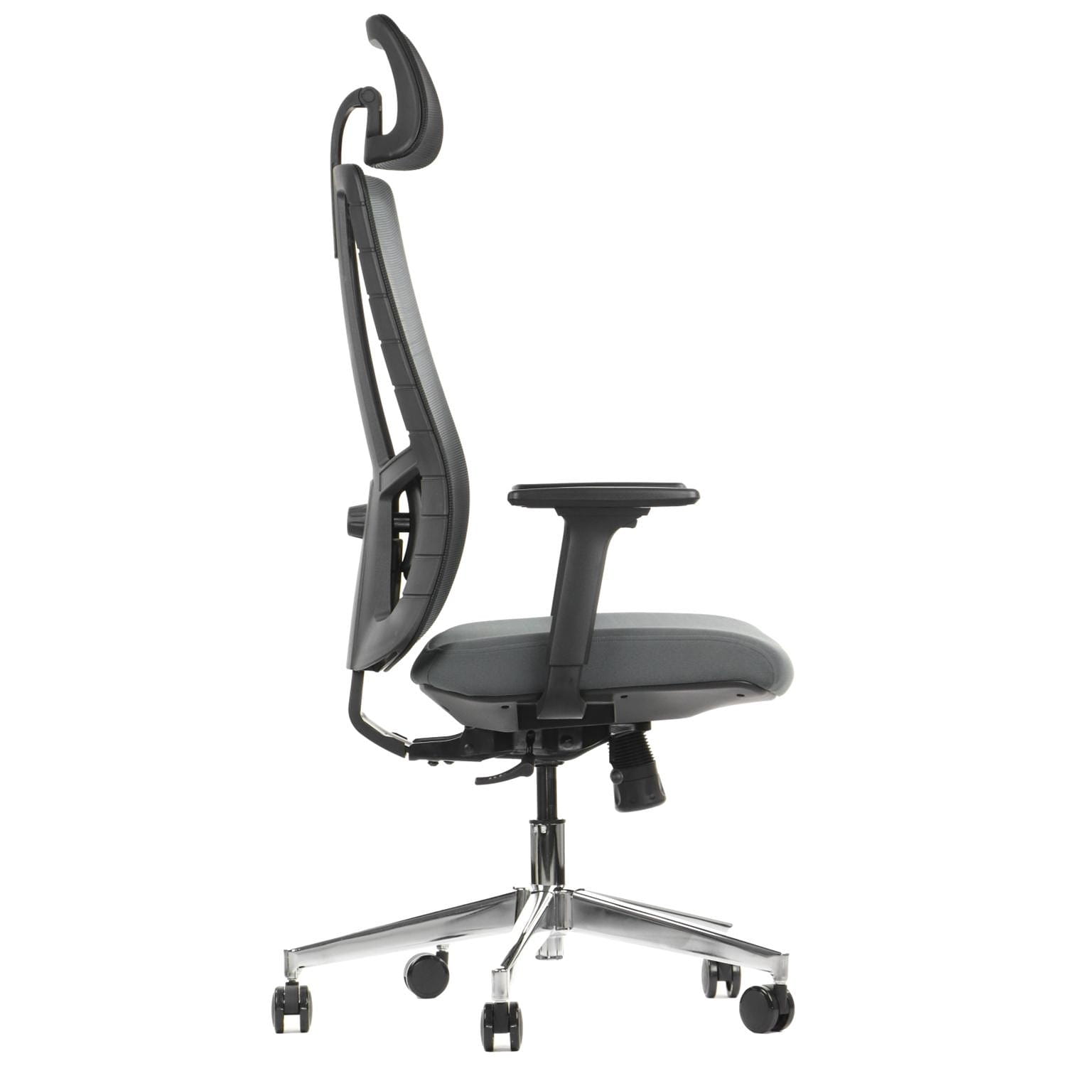 Ergonomiczny fotel biurowy obrotowy do biura i home office AKCENT szary-czarny podstawa chromowana