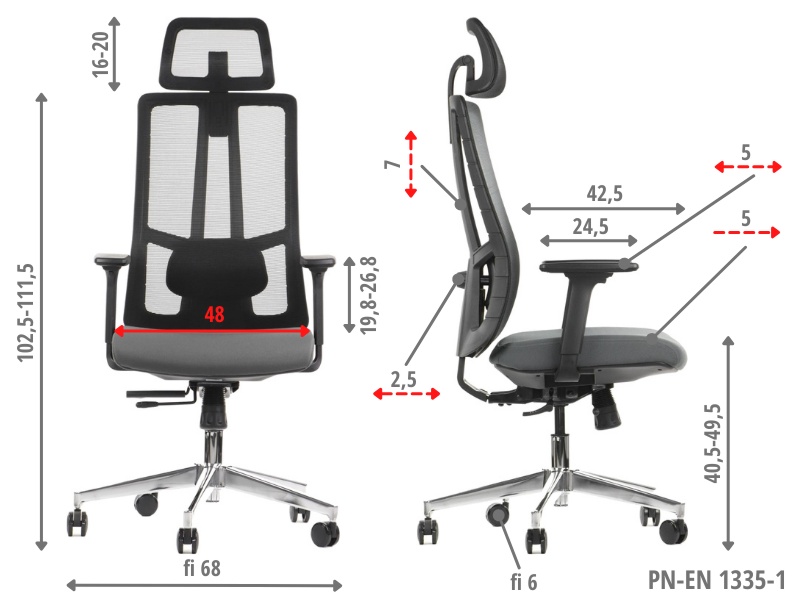 Ergonomiczny fotel biurowy obrotowy do biura i home office AKCENT szary-czarny podstawa chromowana