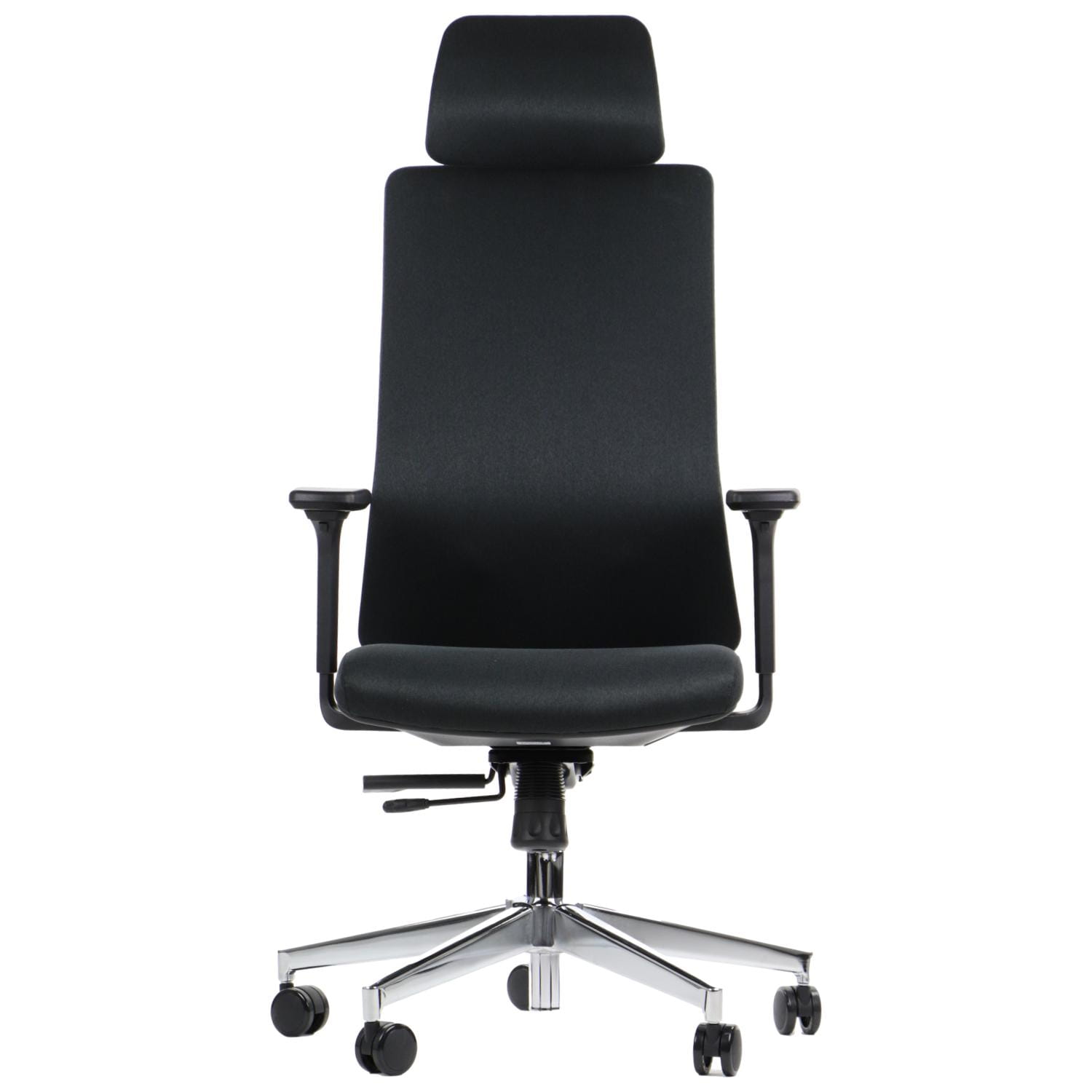 Ergonomiczny fotel biurowy obrotowy do biura i home office AKCENT/F czarny podstawa chromowana