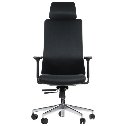Ergonomiczny fotel biurowy obrotowy do biura i home office AKCENT/F czarny podstawa chromowana