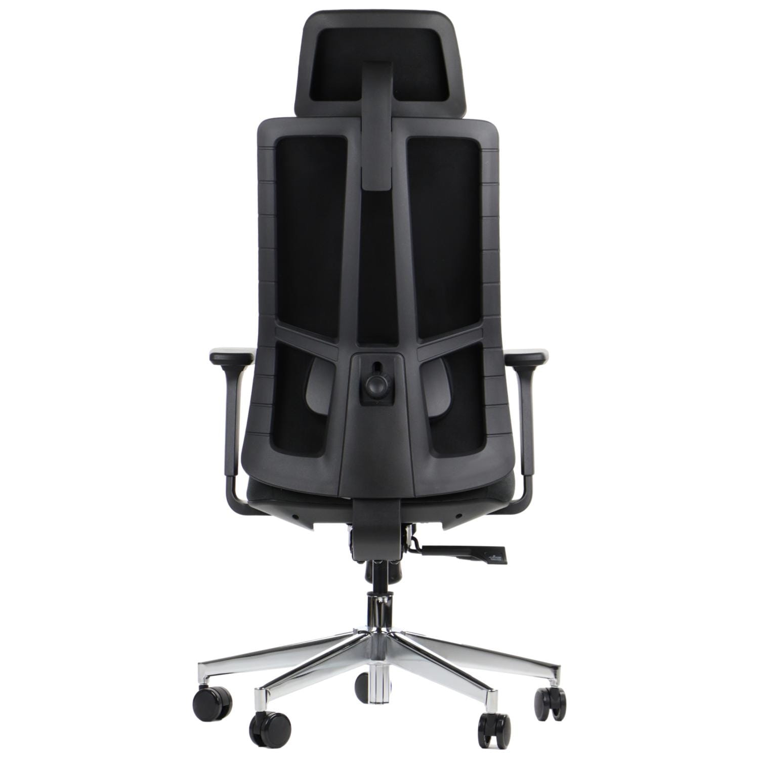 Ergonomiczny fotel biurowy obrotowy do biura i home office AKCENT/F czarny podstawa chromowana