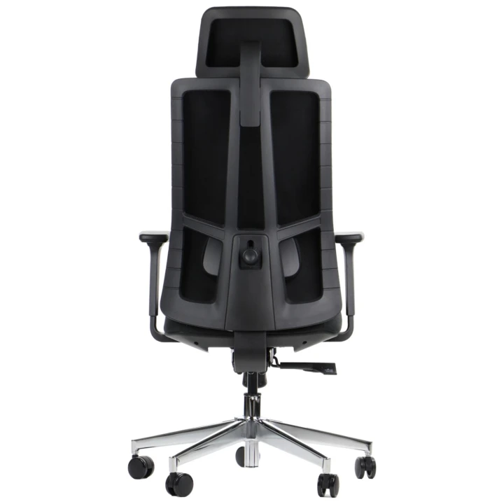Ergonomiczny fotel biurowy obrotowy do biura i home office AKCENT/F czarny podstawa chromowana