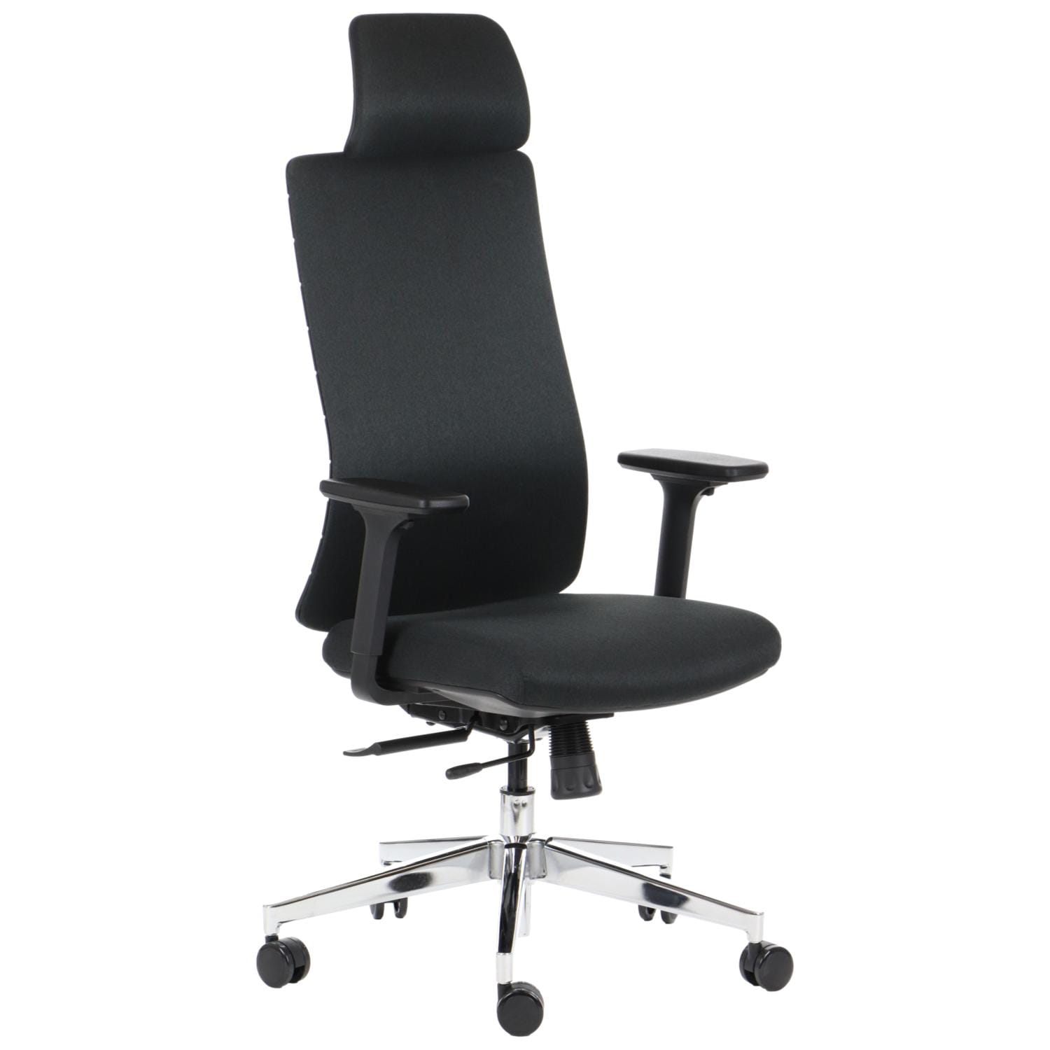 Ergonomiczny fotel biurowy obrotowy do biura i home office AKCENT/F czarny podstawa chromowana