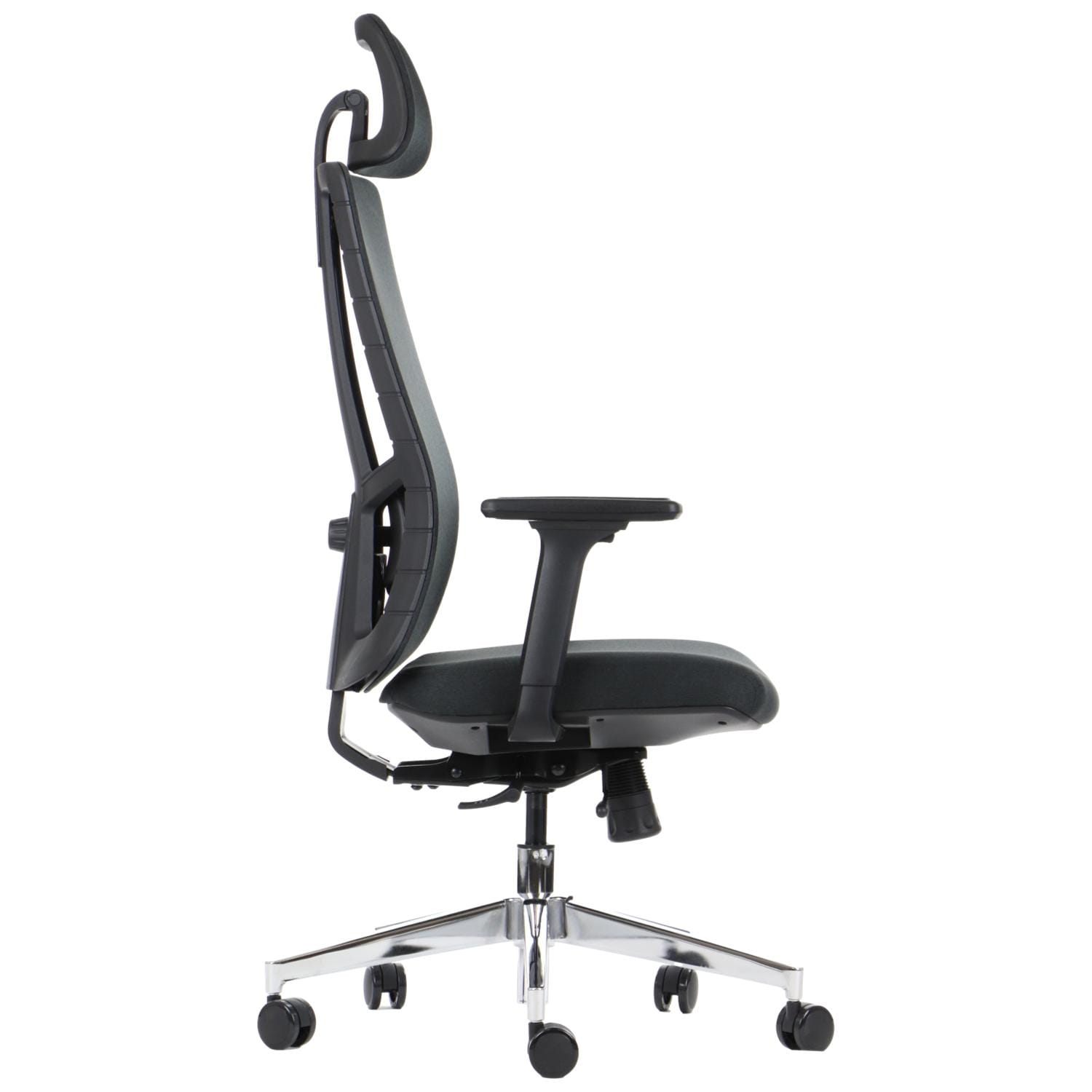 Ergonomiczny fotel biurowy obrotowy do biura i home office AKCENT/F czarny podstawa chromowana