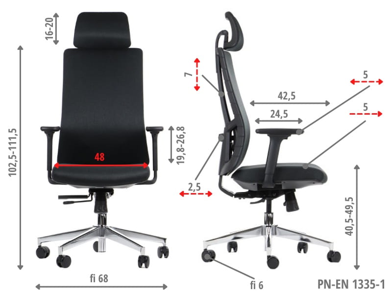 Ergonomiczny fotel biurowy obrotowy do biura i home office AKCENT/F czarny podstawa chromowana