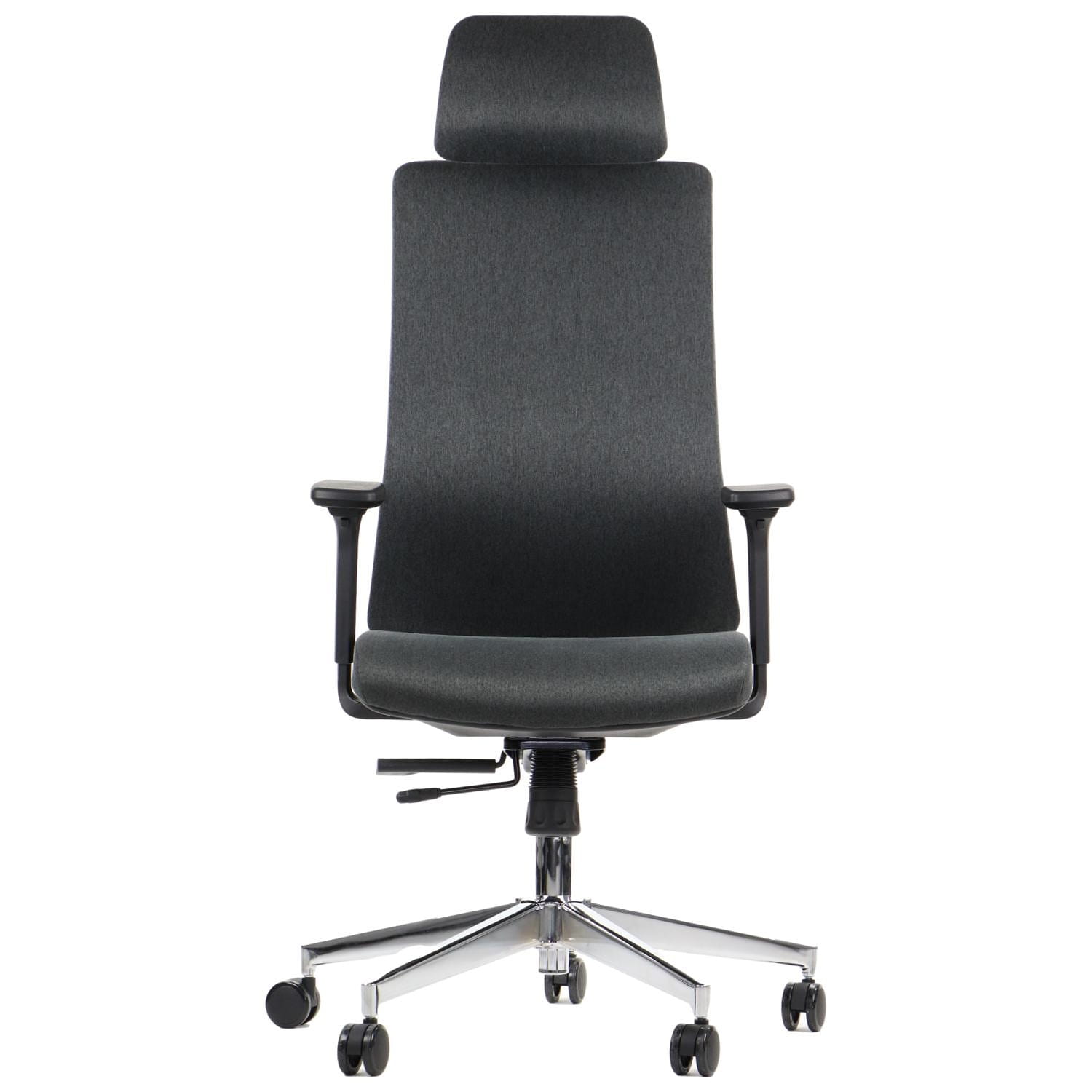 Ergonomiczny fotel biurowy obrotowy do biura i home office AKCENT/F grafit podstawa chromowana