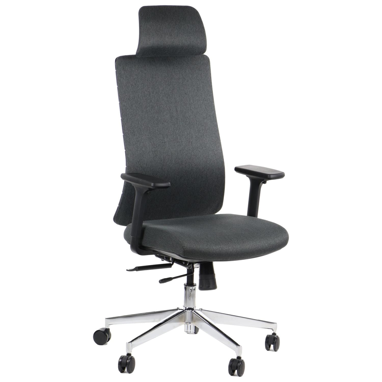 Ergonomiczny fotel biurowy obrotowy do biura i home office AKCENT/F grafit podstawa chromowana