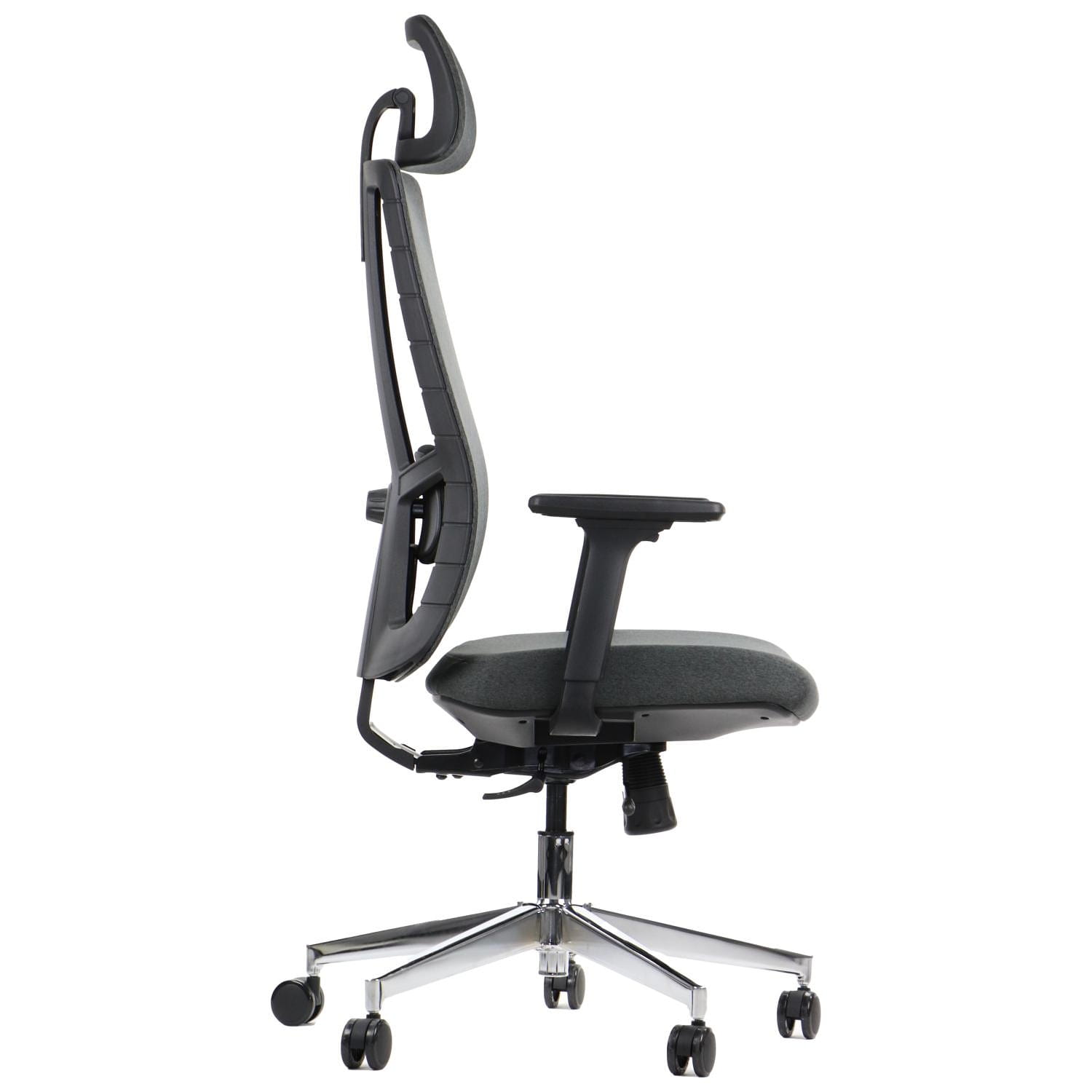 Ergonomiczny fotel biurowy obrotowy do biura i home office AKCENT/F grafit podstawa chromowana