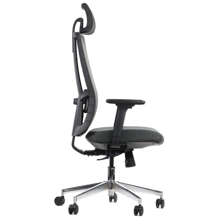 Ergonomiczny fotel biurowy obrotowy do biura i home office AKCENT/F grafit podstawa chromowana